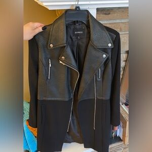 Express peacoat with leather collar